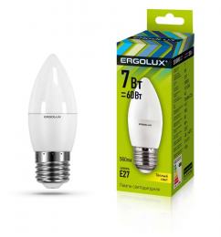 Ergolux LED-C35-7W-E27-3K (Эл.лампа светодиодная Свеча 7Вт E27 3000K 172-265В)