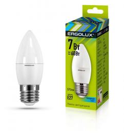 Ergolux LED-C35-7W-E27-4K (Эл.лампа светодиодная Свеча 7Вт E27 4500K 172-265В)