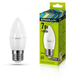 Ergolux LED-C35-7W-E27-6K (Эл.лампа светодиодная Свеча 7Вт E27 6500K 172-265В)