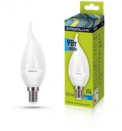 Ergolux LED-CA35-9W-E14-6K (Эл.лампа светодиодная Свеча на ветру 9Вт E14 6500K 180-240В)