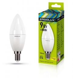 Ergolux LED-C35-9W-E14-3K (Эл.лампа светодиодная Свеча 9Вт E14 3000K 172-265В)