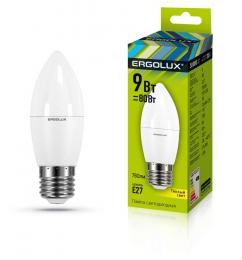 Ergolux LED-C35-9W-E27-3K (Эл.лампа светодиодная Свеча 9Вт E27 3000K 172-265В)