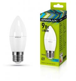 Ergolux LED-C35-9W-E27-4K (Эл.лампа светодиодная Свеча 9Вт E27 4500K 172-265В)