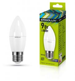 Ergolux LED-C35-9W-E27-6K (Эл.лампа светодиодная Свеча 9Вт E27 6500K 172-265В)