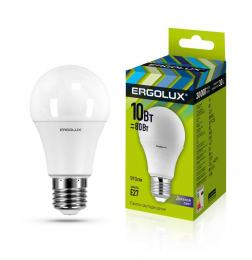 Ergolux LED-A60-10W-E27-6K (Эл.лампа светодиодная ЛОН 10Вт E27 6500K 180-240В)