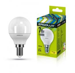 Ergolux LED-G45-7W-E14-3K (Эл.лампа светодиодная Шар 7Вт E14 3000K 172-265В)