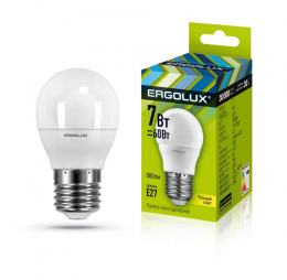 Ergolux LED-G45-7W-E27-3K (Эл.лампа светодиодная Шар 7Вт E27 3000K 172-265В)