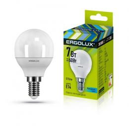 Ergolux LED-G45-7W-E14-4K (Эл.лампа светодиодная Шар 7Вт E14 4500K 172-265В)