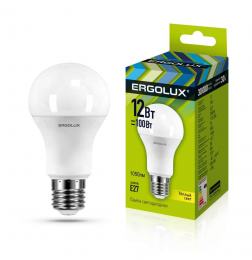 Ergolux LED-A60-12W-E27-3K (Эл.лампа светодиодная ЛОН 12Вт E27 3000K 180-240В)