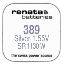 Renata R 389 (SR 1130 W,  1.55V, 80mAh, 11.6x3.1mm)(батарейка для часов)