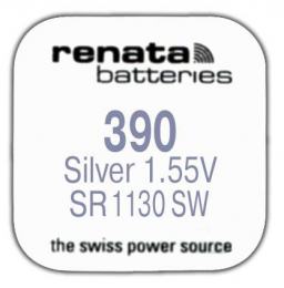 Renata R 390 (SR 1130 SW, 1.55V, 80mAh, 11.6x3.1mm)(батарейка для часов)