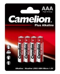 Camelion  LR03  Plus Alkaline BL-4 (LR03-BP4, батарейка,1.5В)