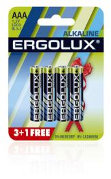 Ergolux  Alkaline LR03 BL 3+1(FREE) (LR03 BL3+1, батарейка,1.5В)